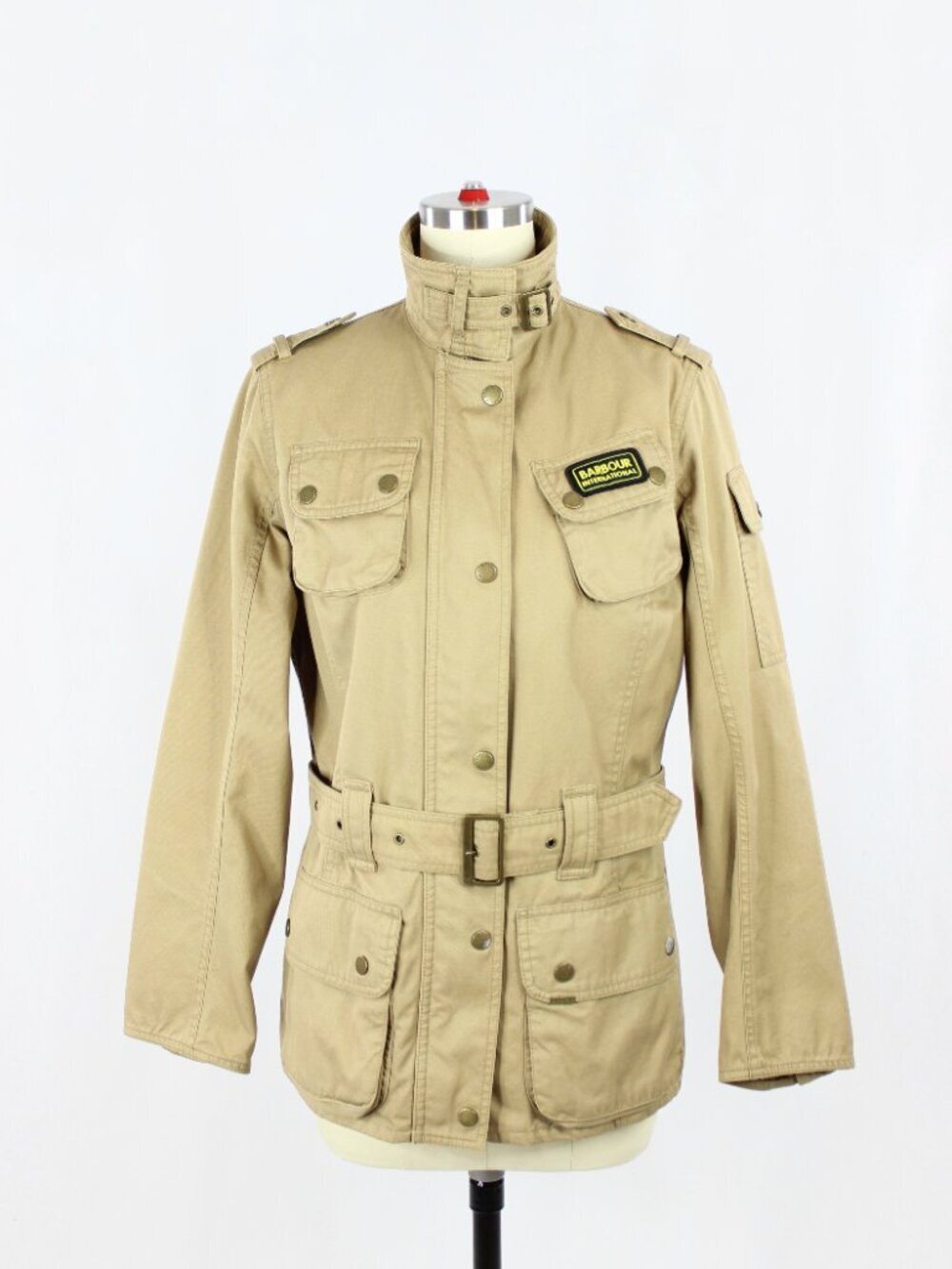 BARBOUR Tan Cotton Washed Twill International Belted Field Jacket, Size 6